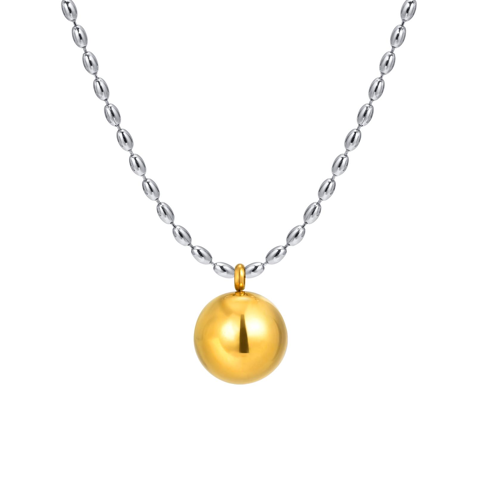 Vnox Charm Gold And Silver Color Necklace,Stainless Steel Bead Chain Ball Pendent Choker,Gold Plated Fashion Jewelry Waterproof