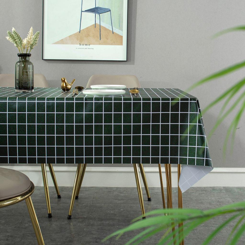 Printed Tablecloth Waterproof And Oil-Proof Leave-In Plaid Table Tablecloth Pvc Table Mat
