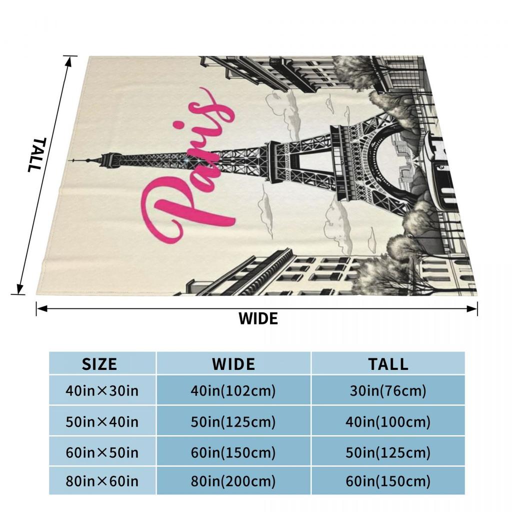Paris Eiffel Tower Blankets Soft Warm Flannel Throw Blanket Bedding for Bed Living Room Picnic Travel Home Couch