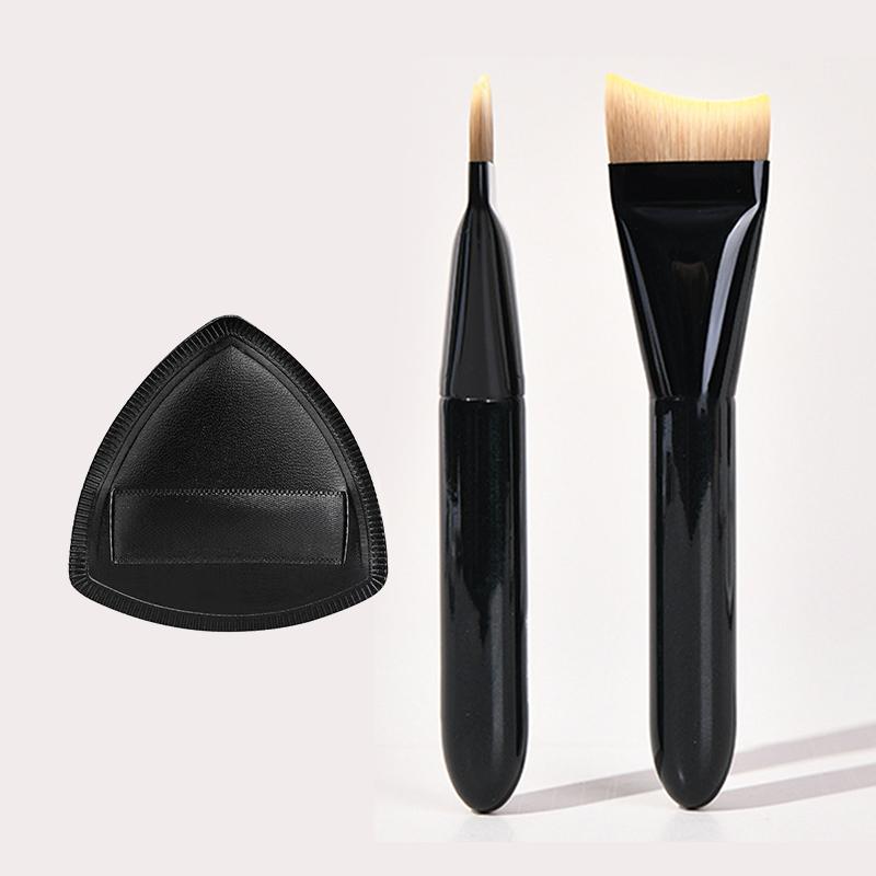 

Ультратонкая кисть-полумесяц для тональной основы, кисть для контура лица, черная ручка, кисть для контурного макияжа с пуховкой