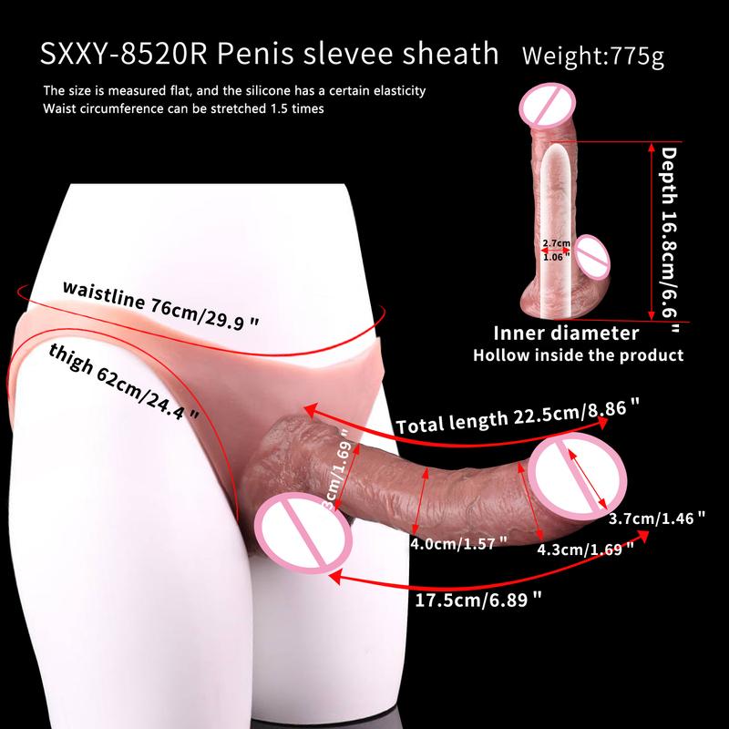 SXXY Skin Feeling Briefs&Boxer shorts Pants With Large Hollow Dildo Realistic Male Strapon Penis Sleeve Adult Sex Game