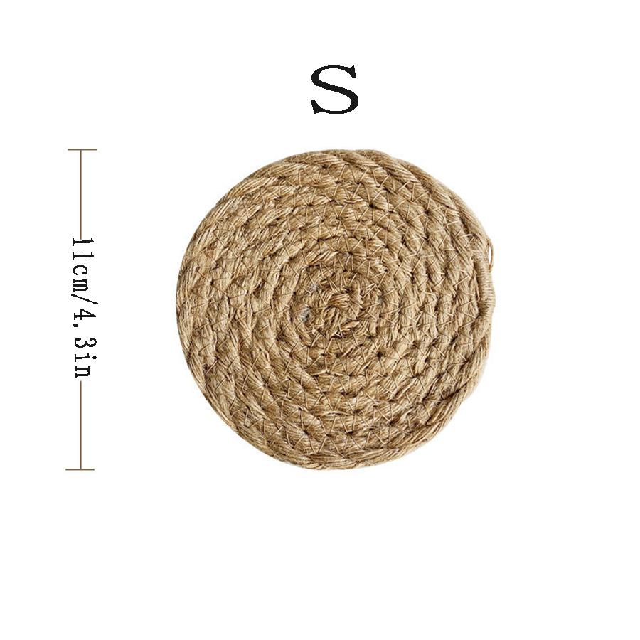 

1PCS Coarse Jute Insulating Mat Ins Style Semi-Handmade Weaving Dinner Mat Linen Grass Anti-scald Plate Mat Domestic Heat-resist M