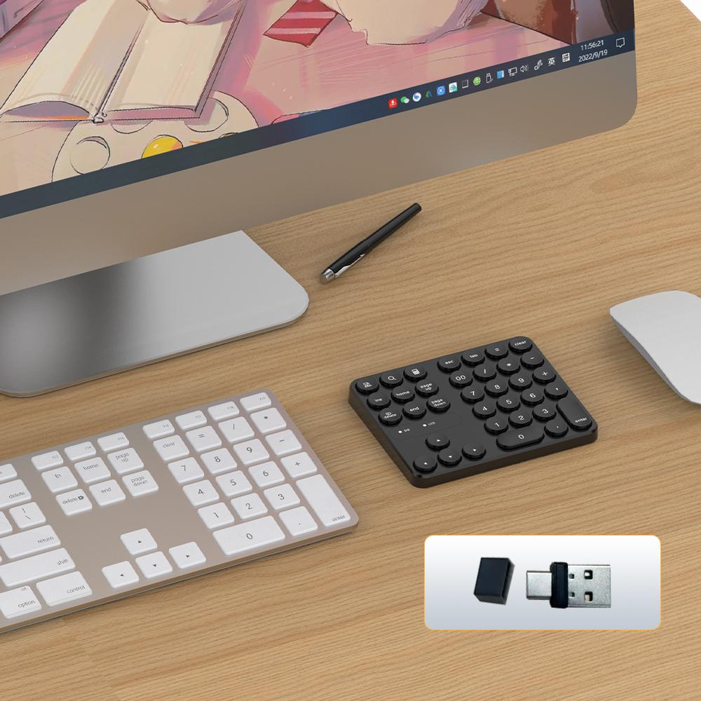 2.4G Wireless Mini Numeric Keypad 35 Keys Number Keypad Accounting Number Pad External Keypad for Laptop Desktop PC