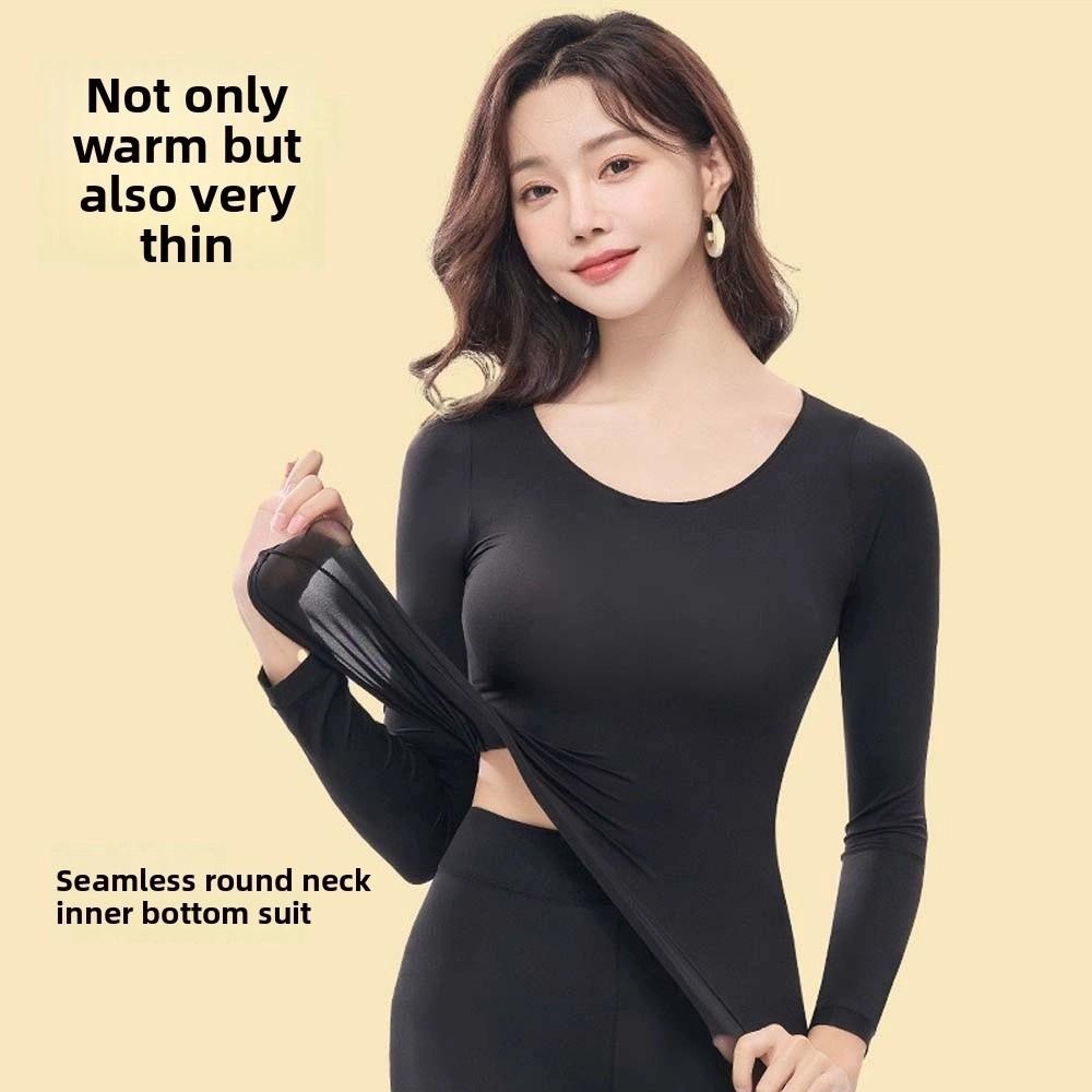 Round Neck Women Thermal Clothes Ultra Thin Warmth Long Pants Thermal Underwear  Autumn/Winter