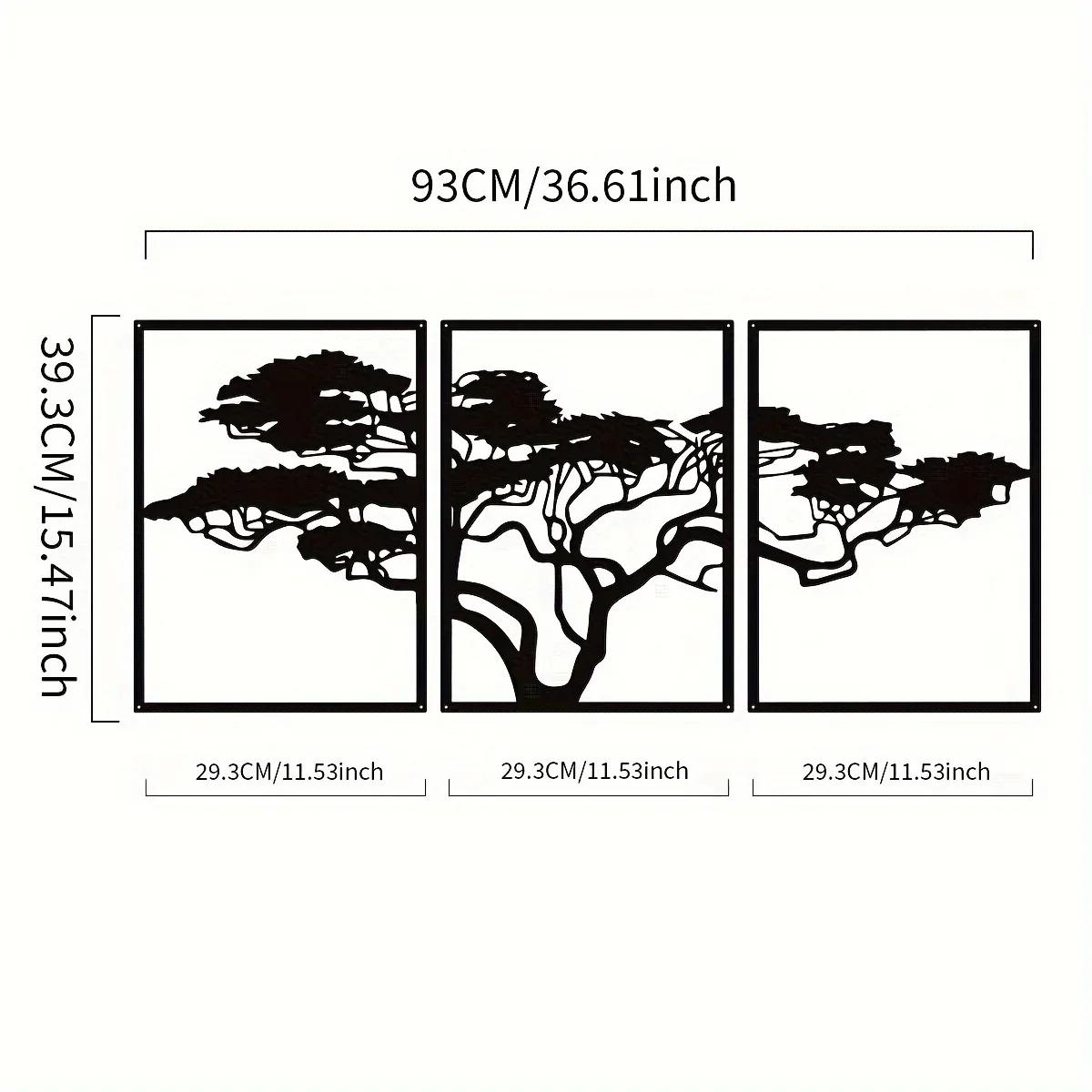 Black 1Set Metal Wall Art Decor Tree Of Life Metal Tree Wall Art Tree Sign Metal Wall Decoration Housewarming Hanging Wall Art