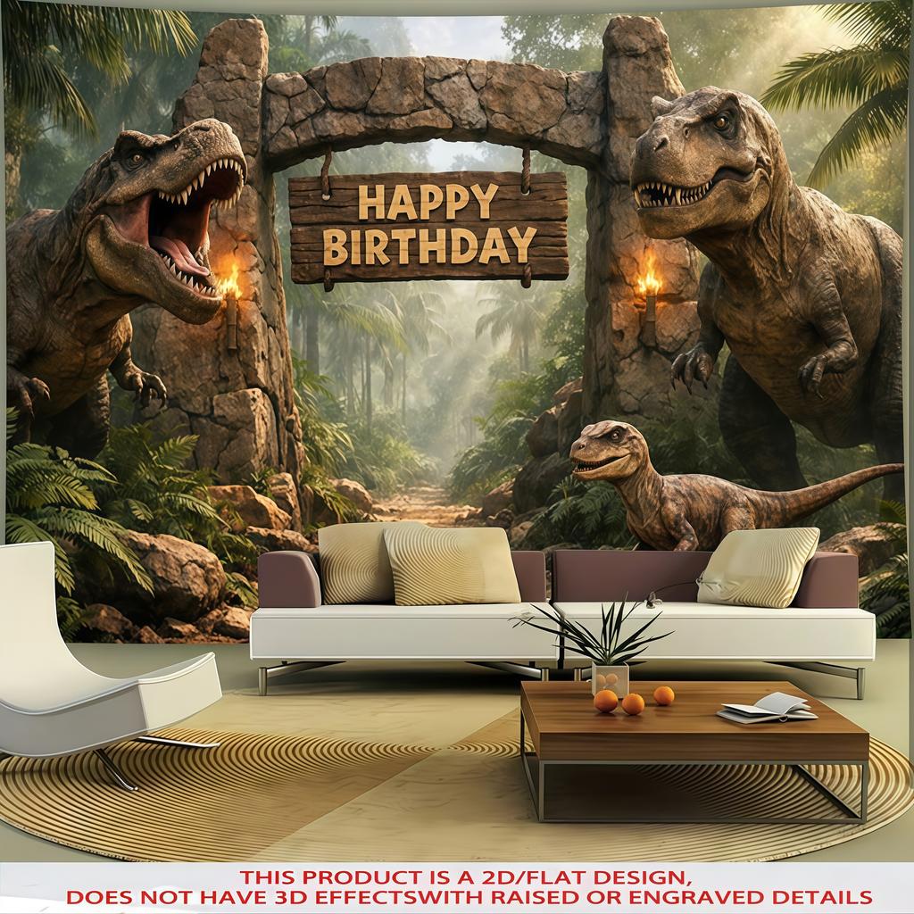 1pc Striscione Sfondo Compleanno Dinosauro adatto per Celebrazioni di Compleanno Tavolo Torta Decorazioni Feste a Tema Anniversari