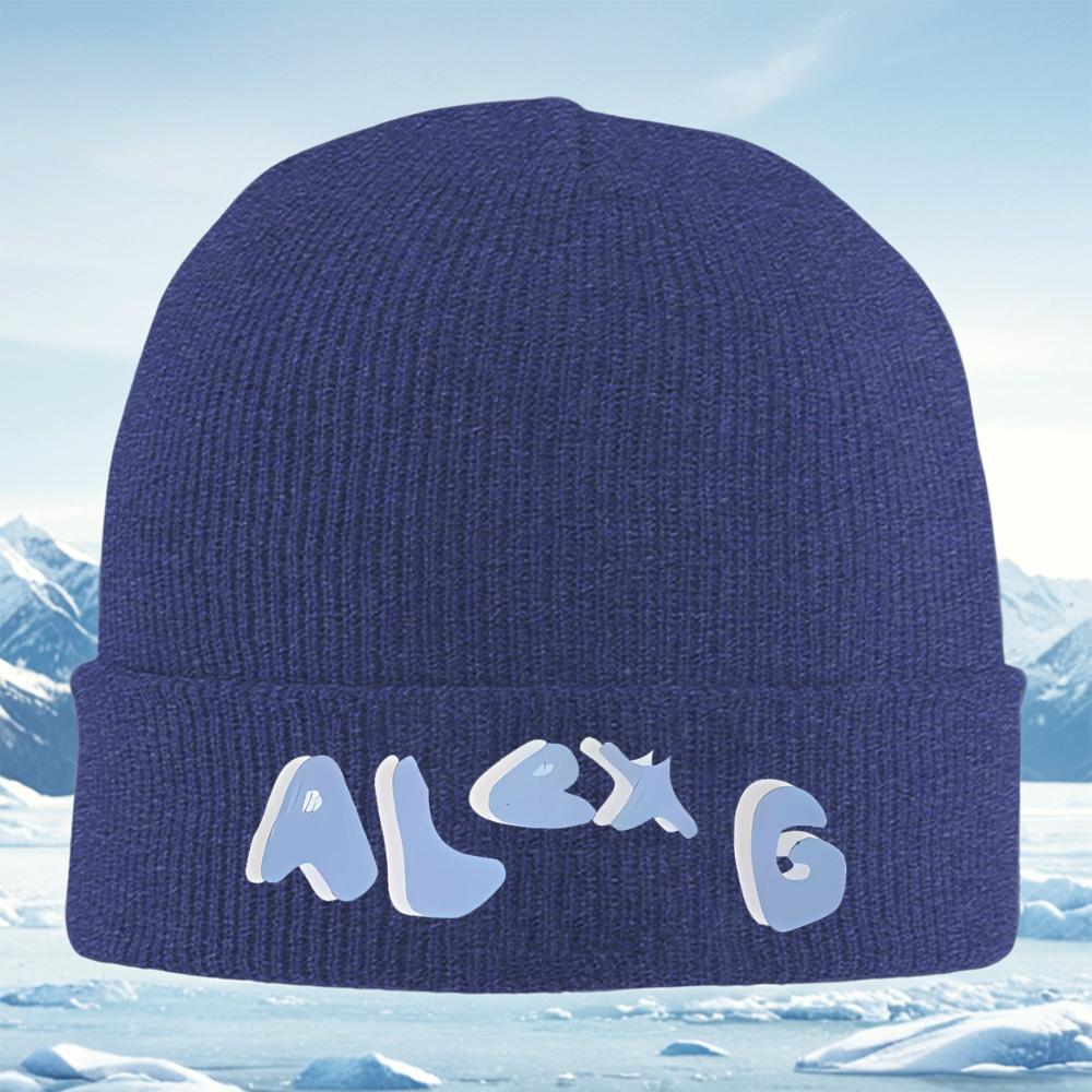 

Letters text blue white shadow effect Men Women Unisex Knitted Hat Beanie Pullover Cap Winter Thermal Warm Christmas Outdoor Cyc