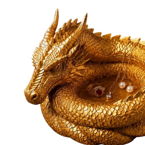 3D-gedrucktes Drachen-Aufbewahrungsfach, Dekorative Schlüsselablage mit Gothic-Fantasy-Design für Ringe, Schlüssel, Münzen, Schmuck, Schreibtisch-Organizer-Tablett für Homeoffice