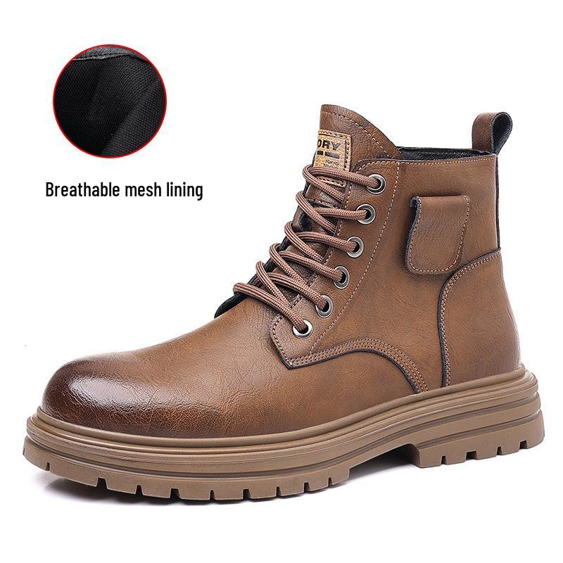Men's Retro High-Top Winter Martin Boots - Warm Leather Snow Shoes with Velvet Lining