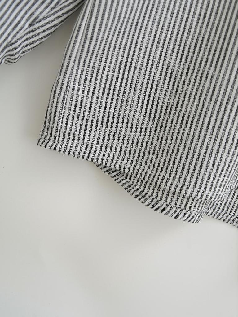 Women's Retro Striped Long Sleeve Lapel Shirt - Casual, Loose Fit for Spring and Autumn