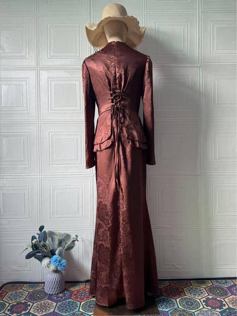 Elegant Retro Slim Long Sleeve Dress for Women - Spring 2025 Collection