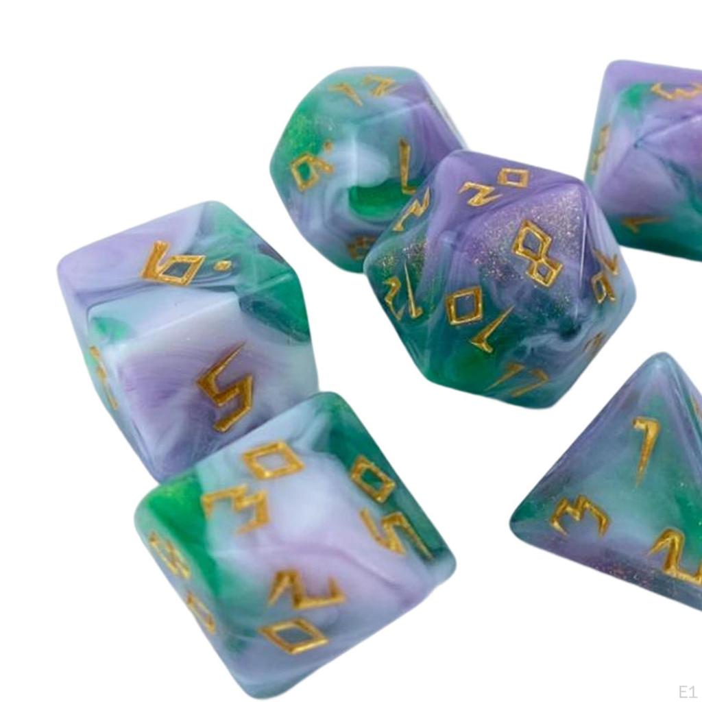 7 Pieces D4 D6 D8 D10 D12 D20 Multi Sided Dices Polyhedral Dice for Kids Toy Collection