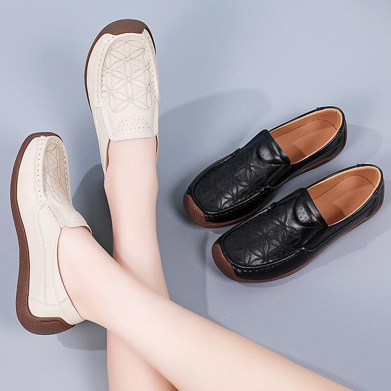 Damskie Płaskie Mokasyny Buty do Jazdy Wygodne Codzienne Wsuwane Haftowane Buty do Chodzenia Minimalistyczne Buty dla Matki