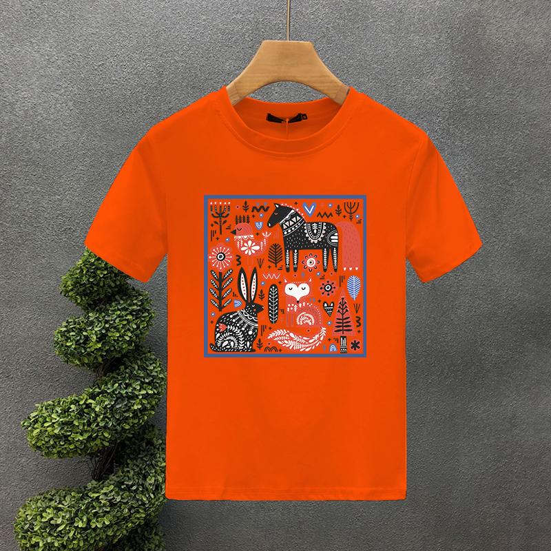 2023 Hot Korea Style Luxury Brand Tshirt 100%Cotton Hand Painted Zoo Printed Tees Summer Harajuku Women Short Sleeve T-shirt