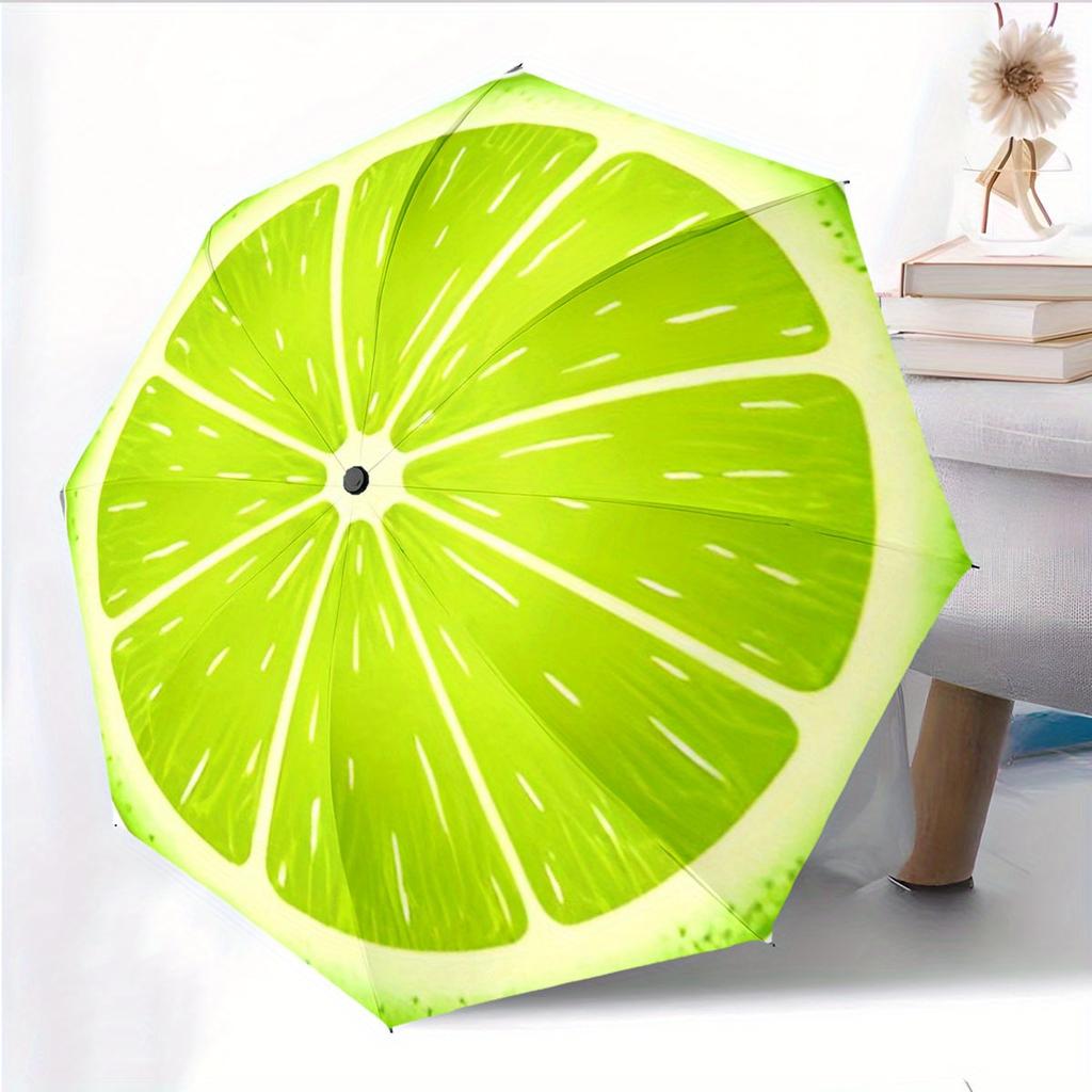 Automatic Folding Umbrella Lime Slice. Portable Collapsible Design, Casual Outdoor Accessory, for All Seasons, Christmas Birth