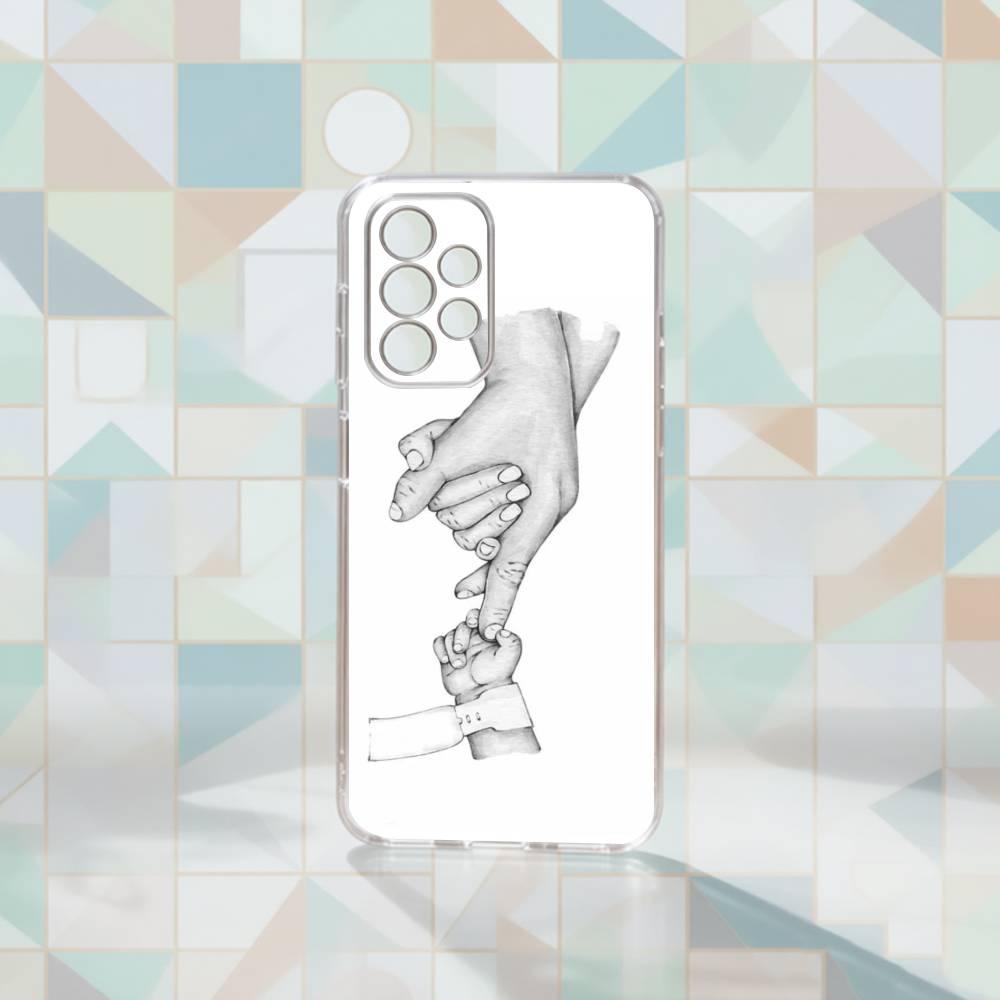 Baby Mom Dad Family Hand   Phone Case For Samsung S25,S24,S21,S22,S23,S30,Ultra,S20,Plus,Fe Transparent Cover Samsung S21