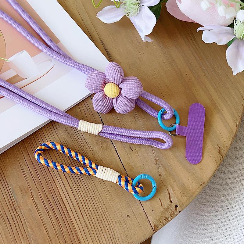 1 Pieza Flor Tejida Colgante de Hombro para Cuello Lanyard para Teléfono Móvil Ajustable Desmontable Universal para Fundas de Teléfono Lanyard Anti-Pérdida