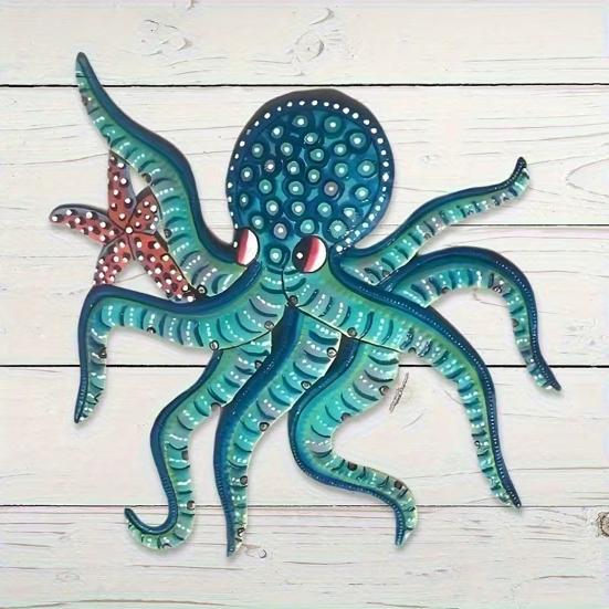 Holz Oktopus Wanddekoration See Strandhaus Badezimmer Ozean Wandkunst Küsten Nautisch Meerestier Hängendes Ornament