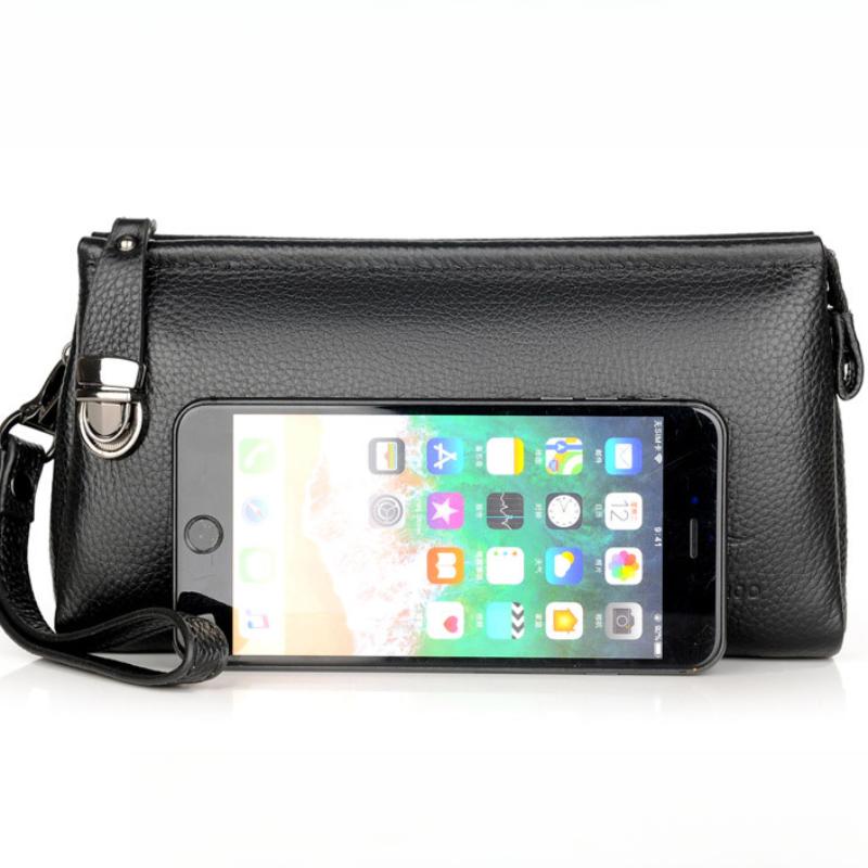 Äkta Herrhandväskor Herrläderväskor Business Casual Kuvertväskor Kohudskuplungar Herrväskor Plånböcker med Stor Kapacitet