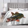 Northern Pike Fish Blanket Soft Warm Flannel Throw Blanket Plush for Bed Living room Picnic Travel Home Sofa