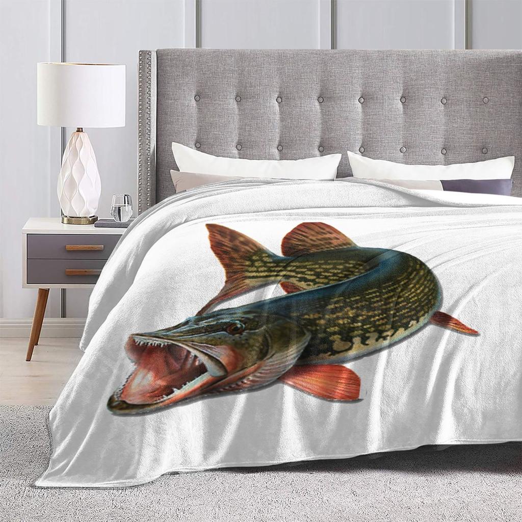 Northern Pike Fish Blanket Soft Warm Flannel Throw Blanket Plush for Bed Living room Picnic Travel Home Sofa