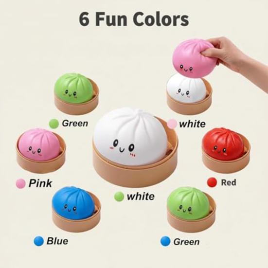 2 Stück Simulation gedämpfte Brötchen Spielzeug Stressabbau Kleine Teigtaschen Quetsch-Sensorisches Fidget-Spielzeug Langsam aufsteigender Stressball Dekompression Teigkugel Spielzeug