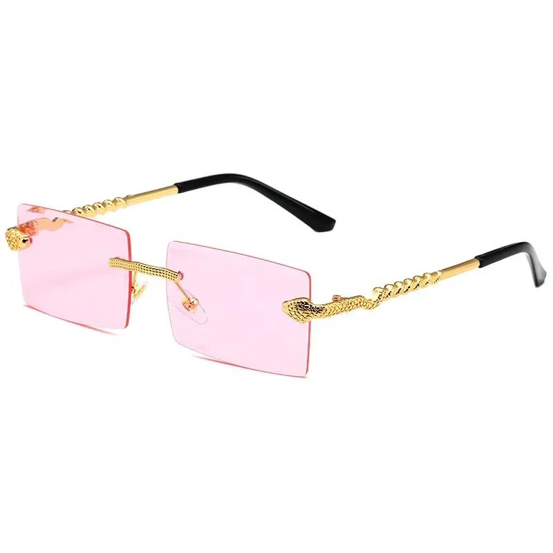 Rimless Square Women Sunglasses UV400 Protection Stylish Vintage Trend Outdoor Fashion Eyewear Shades for Men and Women