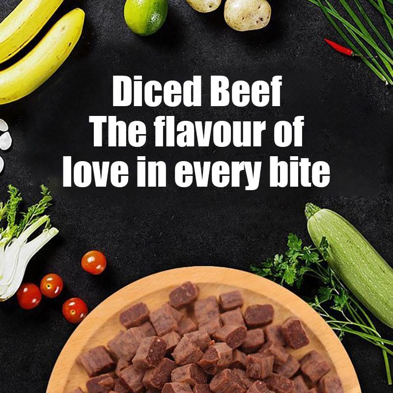 Diced Beef Particles Appetising Digestive Nutritious Delicious Chewy Training Rewards for Adult Dog Puppies Premium Beef Snack