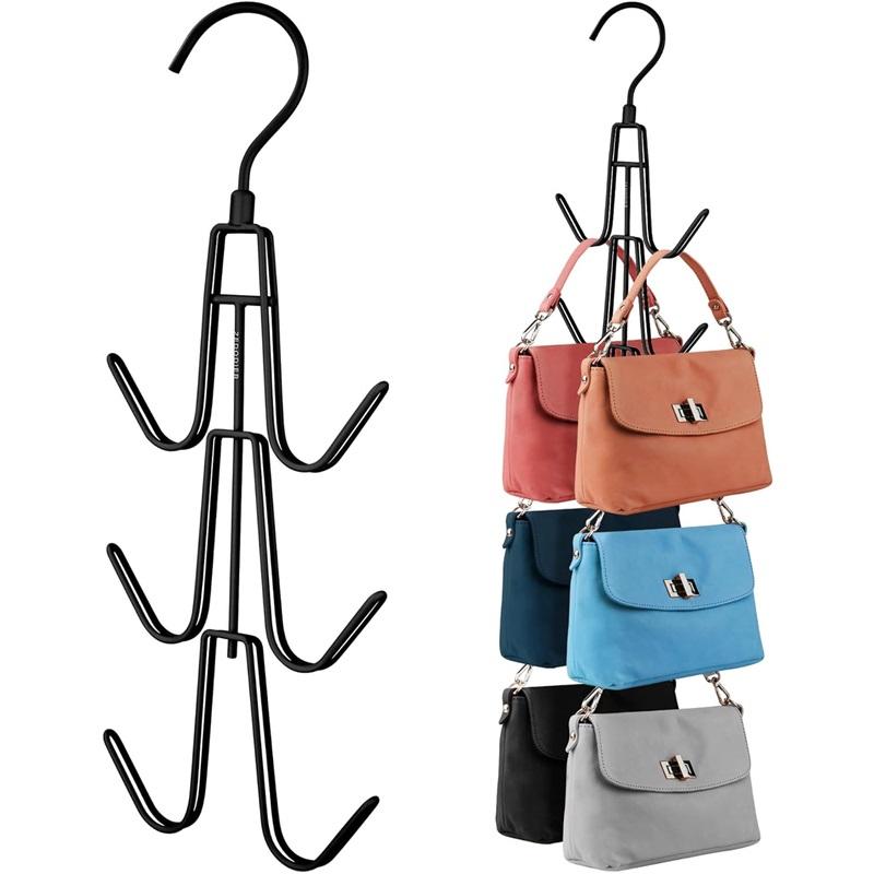 

360° Rotatable Metal Purse Hanger for Closet, Handbag Organizer Storage Rack
