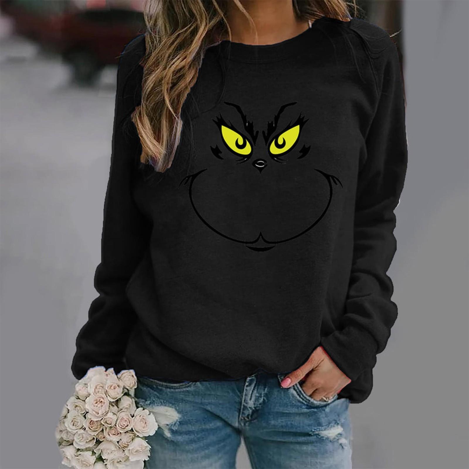 

Ladies And Winter Basic Versatile Casual Loose Fashion Printed Long Sleeve Top XXL чёрный