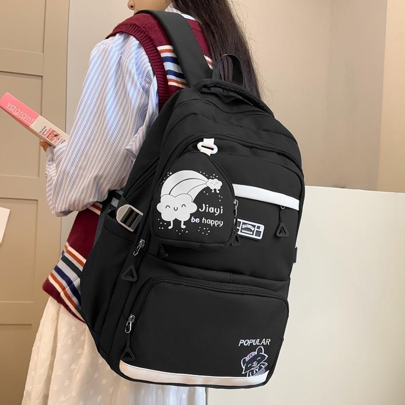 Women Cartoon Backpack Student School Bag Large Capacity Backpack with Coin Purse