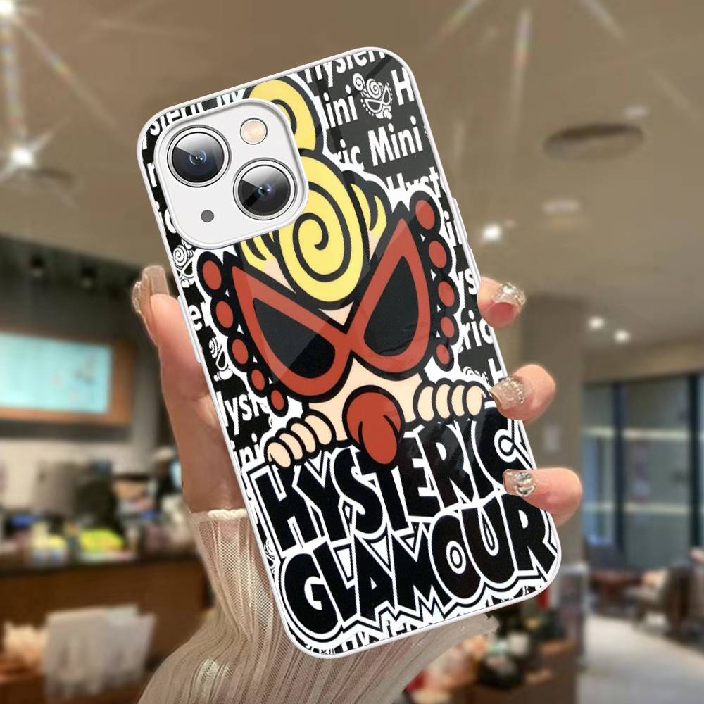 Japan Fashion H-Hysteric M-Mini For iPhone 14 13 12 Mini 11 Pro XS Max X XR 14 Plus Tempered Glass Cover