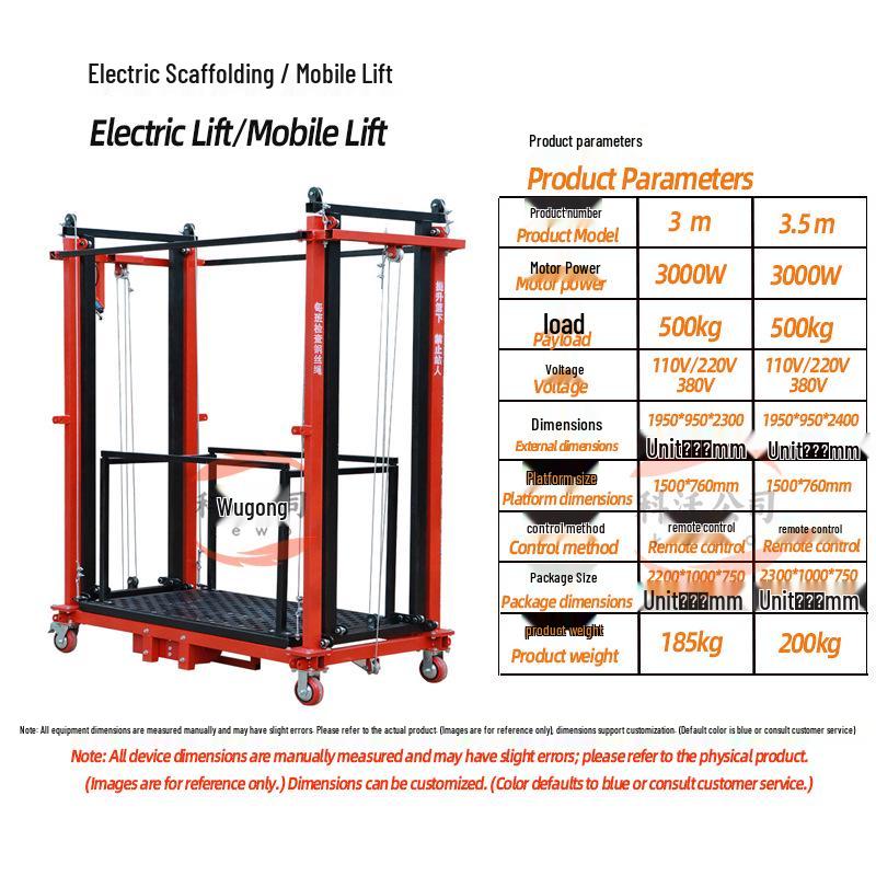 Foldable Remote-Control Electric Lifting Platform - Portable, Small, Movable Scaffold for Cargo, Hand, and Foot Operation