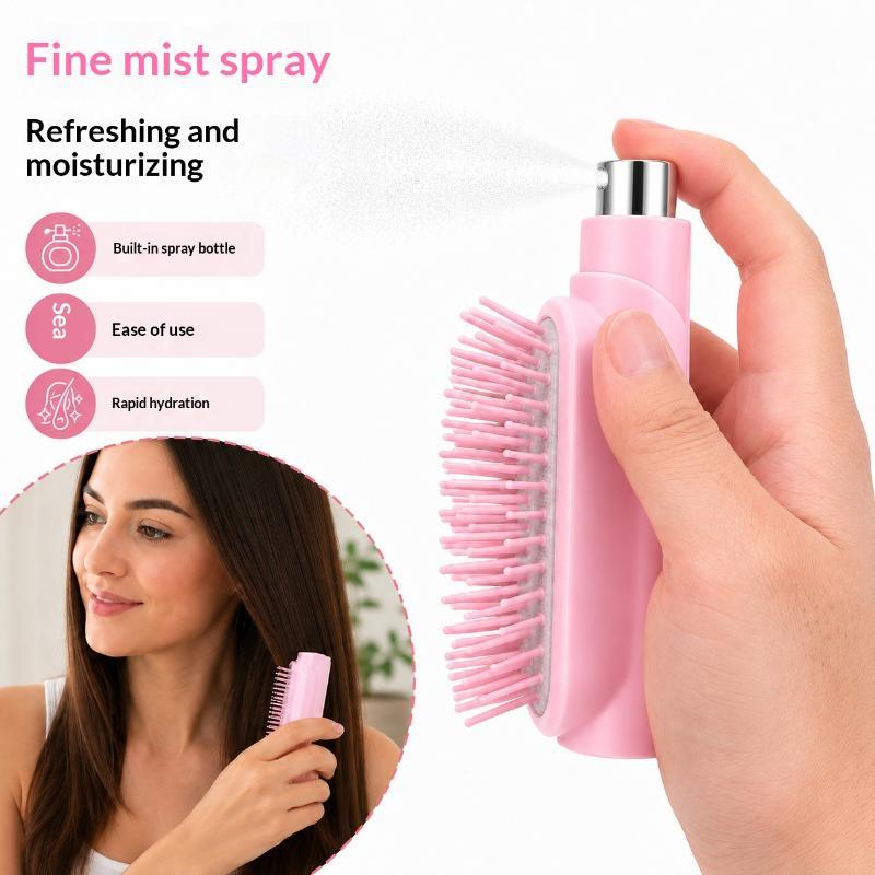 2 In 1 Hair Mist Spray Comb Anti Static Pocket Detangling Brush Scalp Massager for Travel Outdoor Hair Care