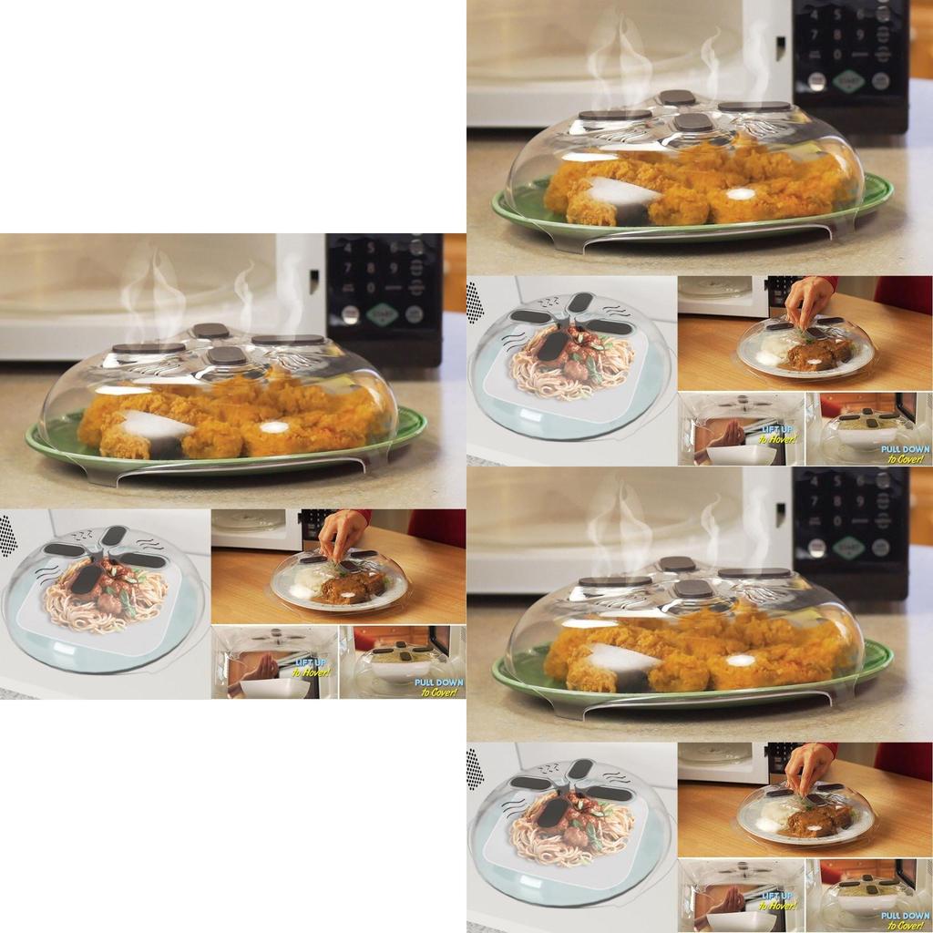 Cover Hover Microwave Food Splatter Guard Magnetic Steam Vents Kit Tool Lid Safe