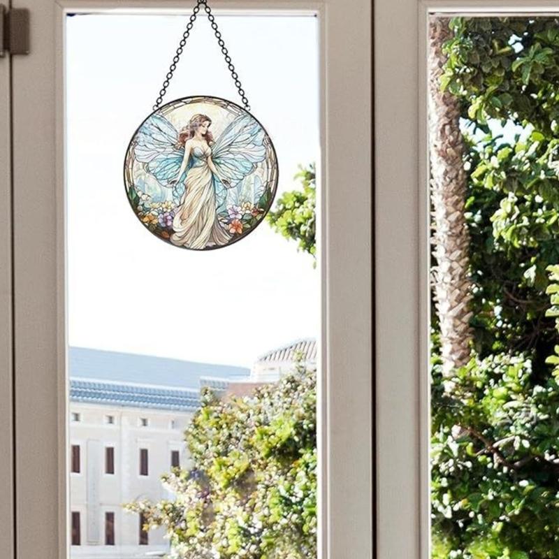 Colorful Acrylic Light Catchers Wall Art Stained Flower Fairies Ornament for Home Garden Decoration and Window Hanging