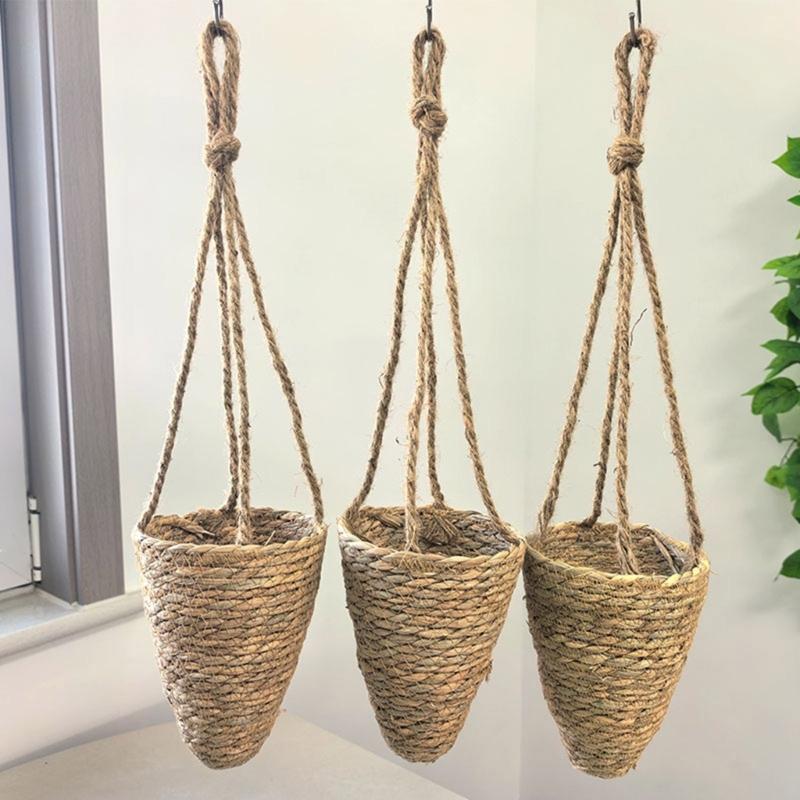Handmade Plant Hanger Hanging Baskets Hanging Plant Container with Long Handle Suitable for Indoor Plant and Home Decors