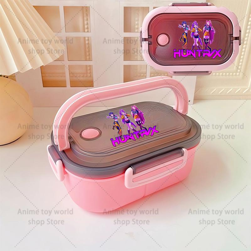 KPop Demon Hunters Portable Bento Lunch Boxs Girl Boy Compartment Fruit Food Boxs Microwave Lunch Box Picnic Fresh Box Gift