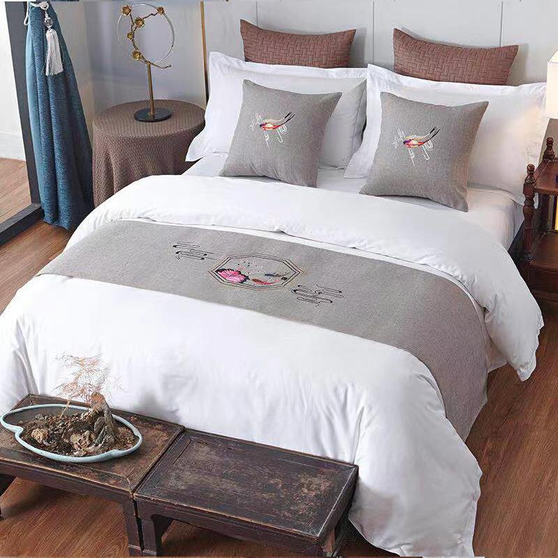 New Bed Tail Flag Decorative Cloth Home Textile Bedding Embroidered Long Strip Bed Cover Table Flag Universal in Multiple Colors