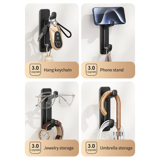 5Pcs Plastic Wall Hook No Drill Self-adhesive Heavy Duty Multi-functional Home Office Bathroom Clothes Hat Scarf Towel Bag Keys Umbrella Bag Hanger