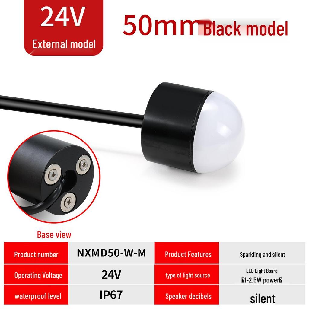 Waterproof LED Magnetic Hemisphere Signal Light: 3-Color, 12V/24V Indicator for Machines