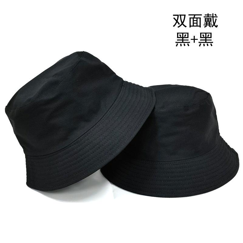 Double-sided bucket hat men's simple casual versatile basin hat women's solid color light board sun hat couple hat tide