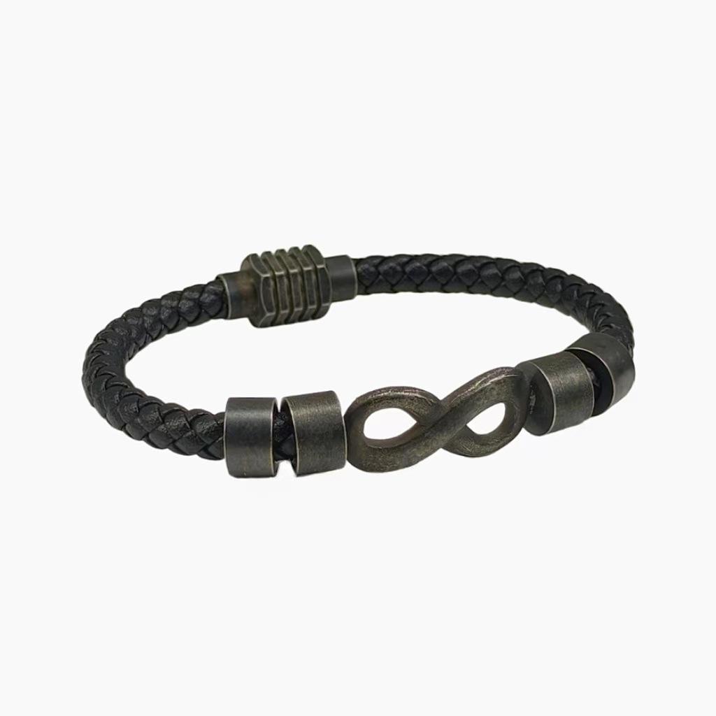 2026 European and American New Retro 8-character Black Bracelet Simple and Versatile Bracelet Leather Men