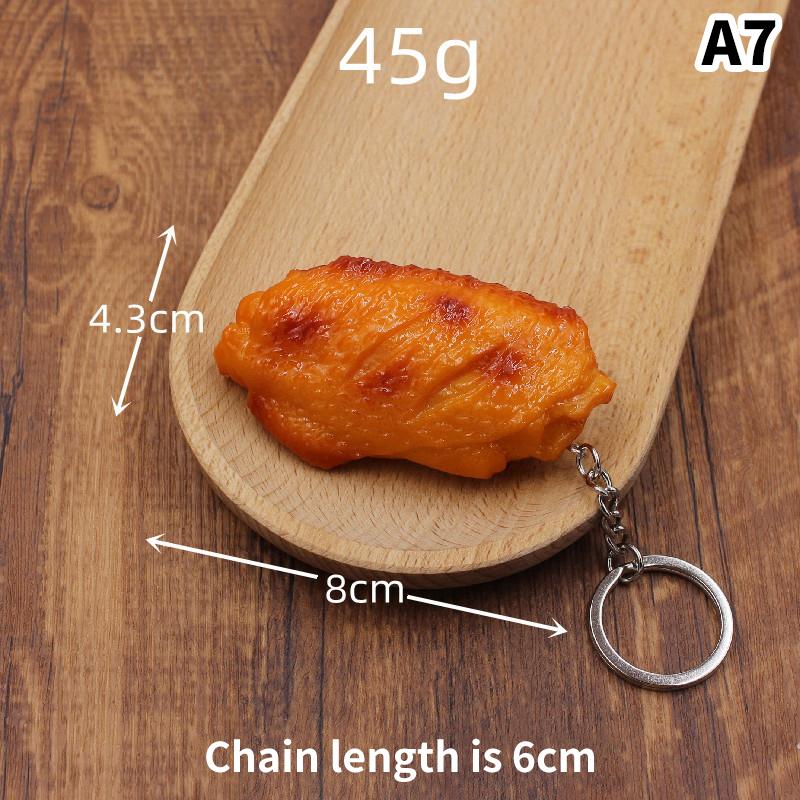 Lustiger gebratener Hühnerbein-Hühnerflügel-Schlüsselanhänger, kreativer Mini-Simulations-Lebensmittel-Anhänger mit Schlüsselring für Handtaschen-Geldbeutel-Zubehör