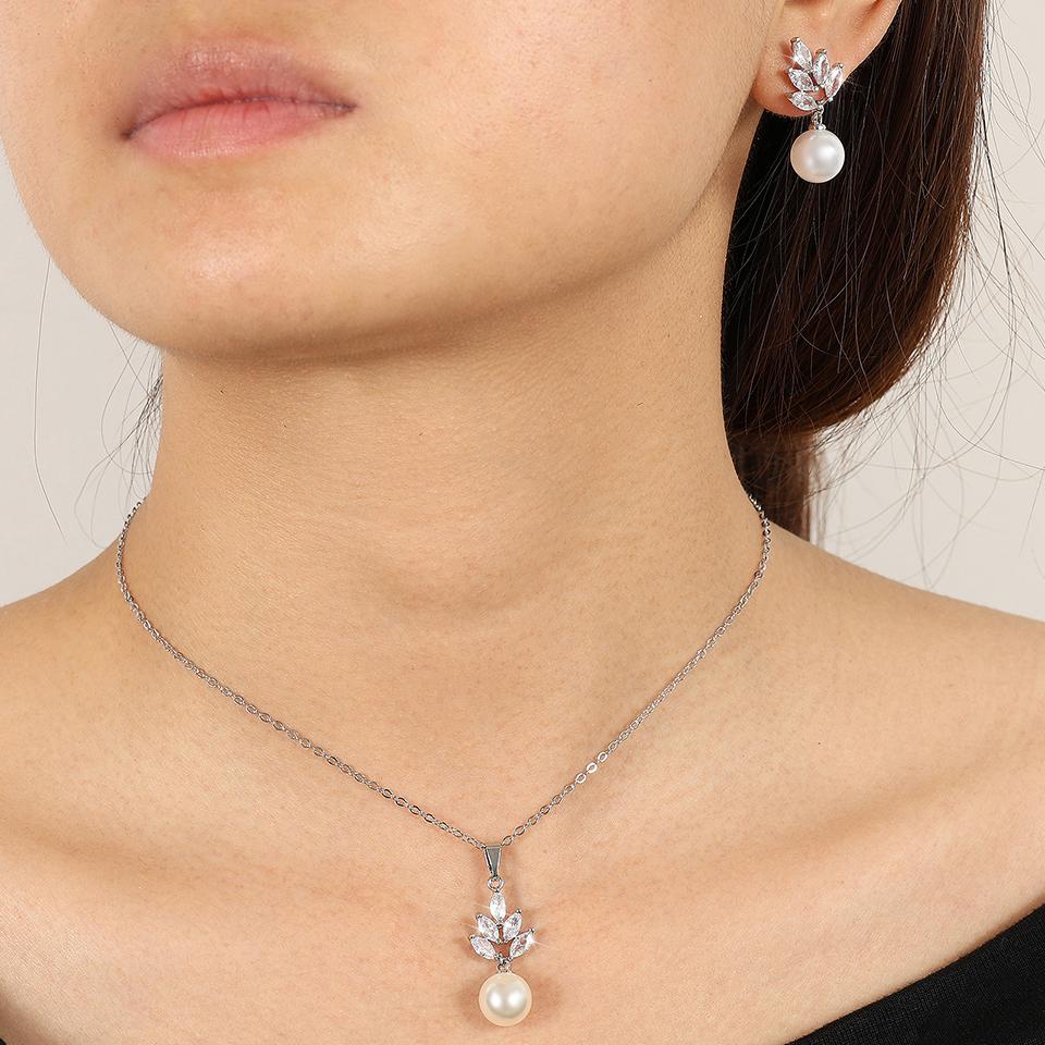 ZAKOL Elegant Imitation Zircon Zirconia Earring Necklaces Sets Exquisite Wedding Engagement Party Zircon Gift With Packaging Box