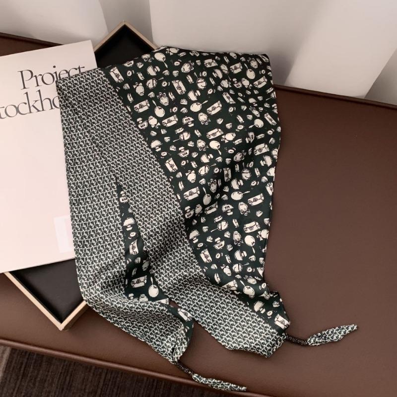 Silk scarf new fashion wheat ear cashew flower silk scarf head scarf beaded small scarf scarf triangular scarf waist tie