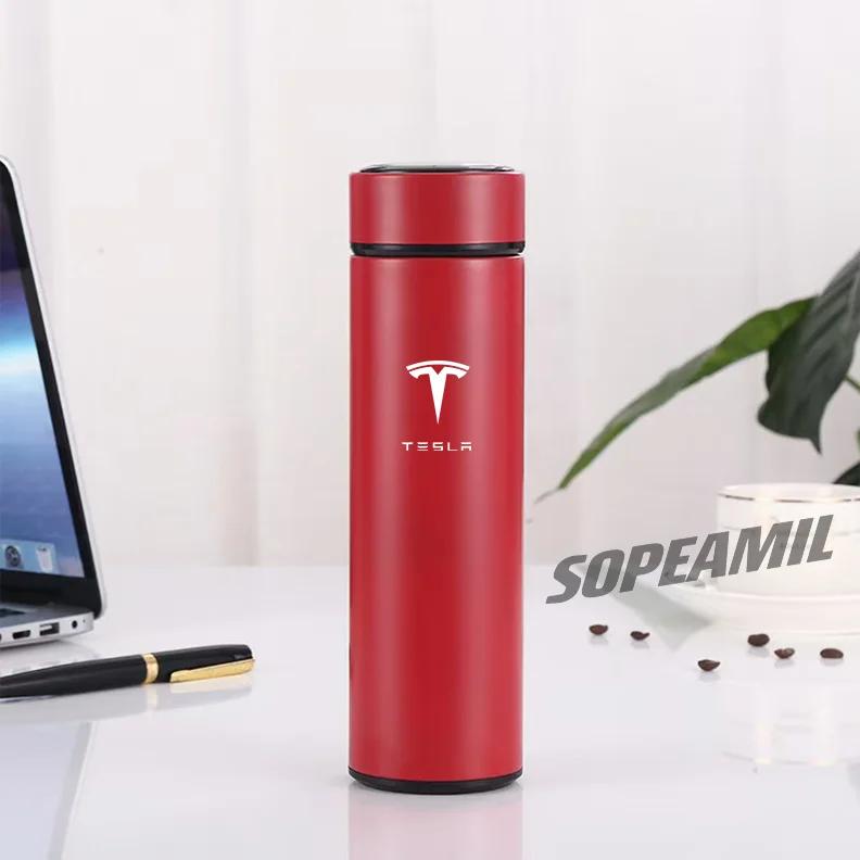 Para Tesla Model 3 Model Y Model S Model X Cybertruck Roadster 500ML Taza Termo de Vacío para Coche Pantalla de Temperatura Taza de Café