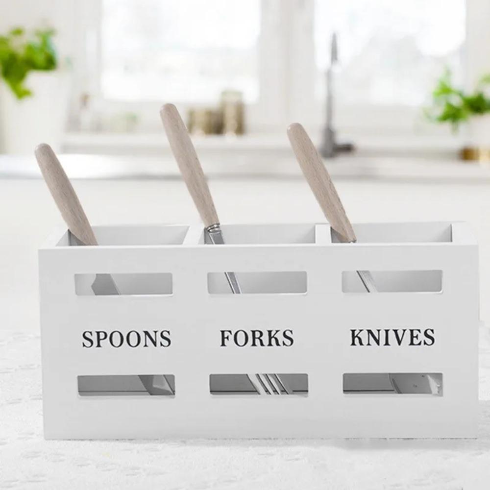 Rectangular Kitchen Utensil Holder 3 Compartment Cutlery Storage Rack  Kitchen Countertop