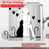 Set aus 2 flachen Druckvorhängen ohne Stange Design mit Katzen-Silhouette Neujahrsfest Beliebte Vorhänge Polyester Einfach herzustellen