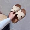 Fashion platform slippers women's 2025 summer new seaside open-toed one-word slippers small fragrant style outside wearing beach women's shoes